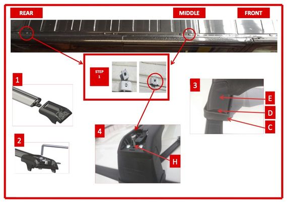 Поперечены в штатні місця під ключ (2 шт) Сірий для Renault Trafic 2001-2015 рр