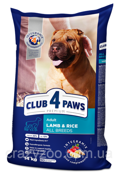 Сухой корм для собак всех пород Club 4 Paws Lamb & Rice с ягненком и рисом 14 кг B4530801