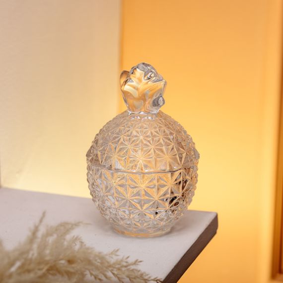 Цукерниця з кришкою Ø9 см ваза цукерниця кругла скляна прозора ананас HP-4-112 | Зображення 3