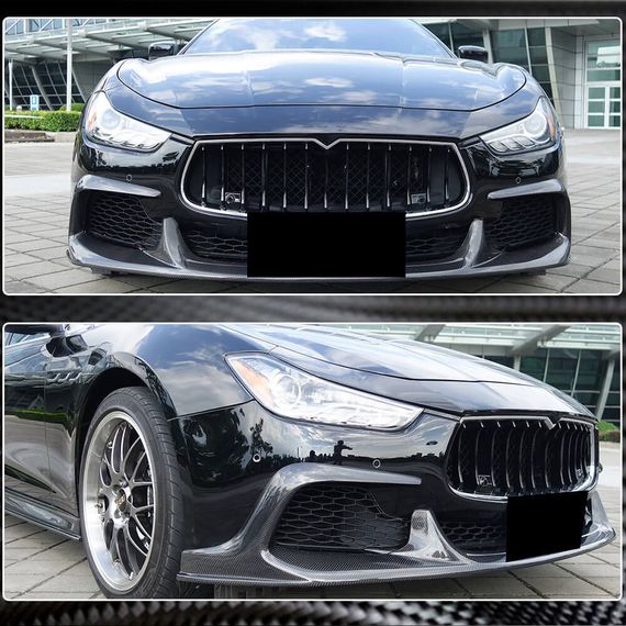 Накладка на передній бампер Lip V1 (для Base/S/S Q4 2013-2017, Карбон) для Maserati Ghibli рр | Зображення 2
