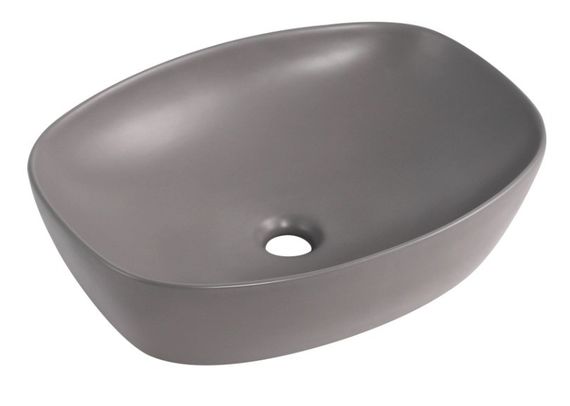 Раковина накладна Qtap Robin Stone grey, прямокутна, з донним клапаном QT04116302SG