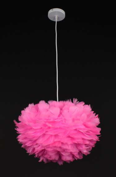 Люстра підвісна з пір'ям на 1 лампочку 27295 Білий 35-110х40х40 см. | Зображення 4