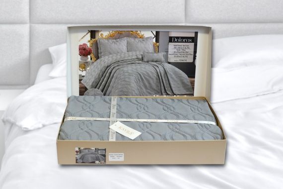 Покрывало з бахромой Kayra 240х260 см Dolores серое | Зображення 4