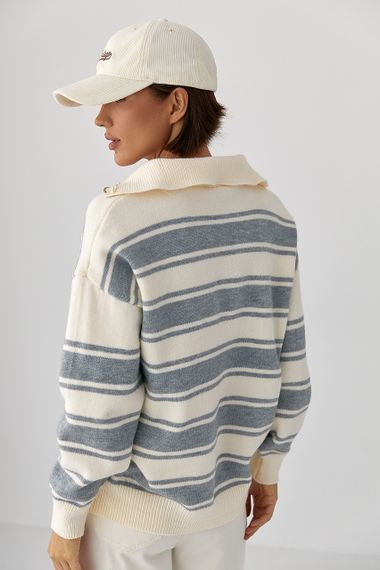 В'язаний светр із блискавкою на горловині - сірий цвет, ONE SIZE (є розміри) | Зображення 1