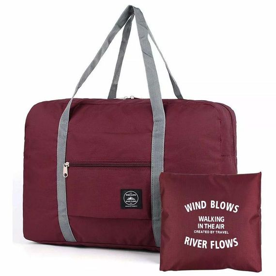Складна дорожня сумка з кріпленням на валізу (48х32х16см), XL-676, Бордовий / Водонепроникна сумка для подорожей | Зображення 2