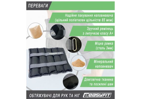 Обтяжувачі EasyFit 2 х 5 кг для ніг та рук (EF-WHT-5) | Зображення 4
