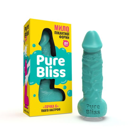 Крафтове мило-член із присоскою Pure Bliss BIG Turquoise, натуральне | Зображення 1