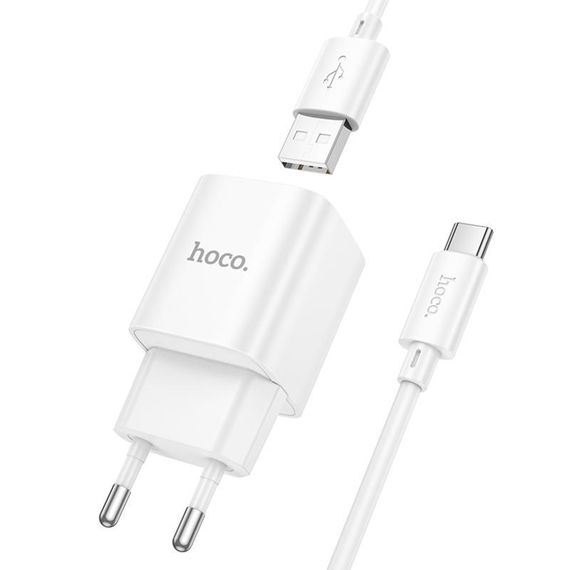 СЗУ Hoco C145A Charm QC3.0 18W (1USB-A) + кабель USB to Type-C White | Зображення 2