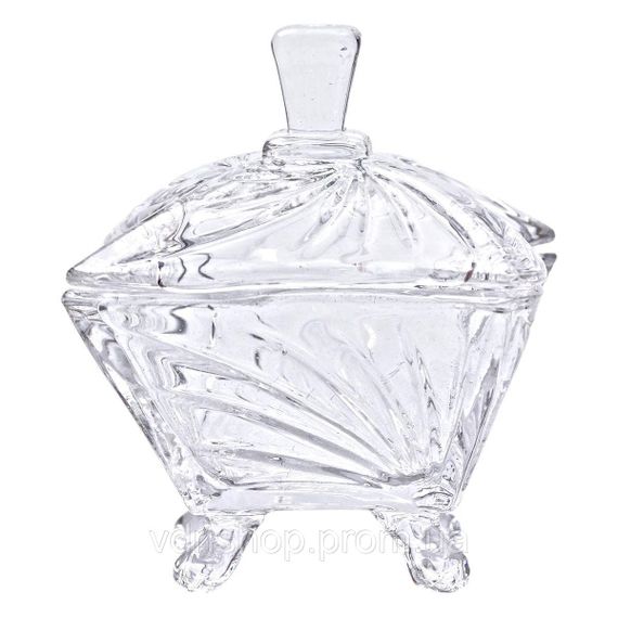 Цукорниця з кришкою 7.5×7.5×9 см ваза цукорниця скляна HP-4-117 | Зображення 1
