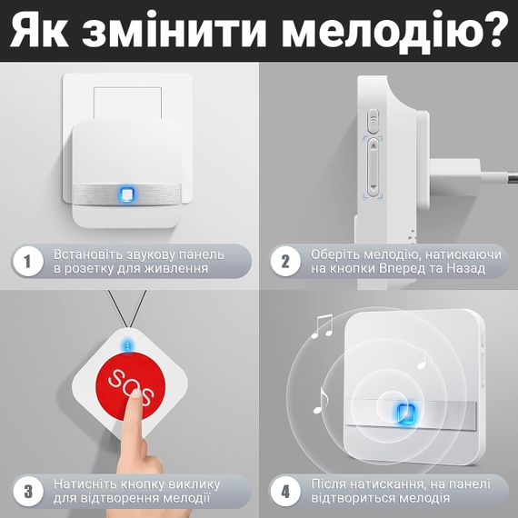 Бездротова система виклику персоналу / медсестри для літніх людей Digital Lion PAB-01-2, з 2 кнопками SOS, до 100м | Зображення 7