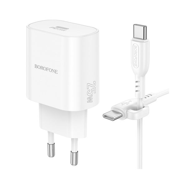 Мережевий зарядний пристрій Borofone BA82A 1USB-C PD/QC 25W+Type-C to Type-C | Зображення 4