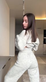 Осенний теплый костюм женский из хлопка цвет бежевый XL