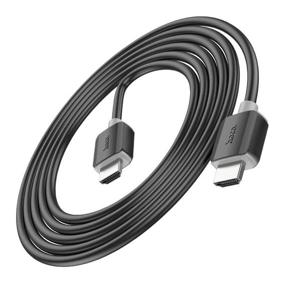 Кабель HOCO HDMI-HDMI 4Kx2K Ultra HD, 2m, v2,0, круглий Black, конектор Black, Blister