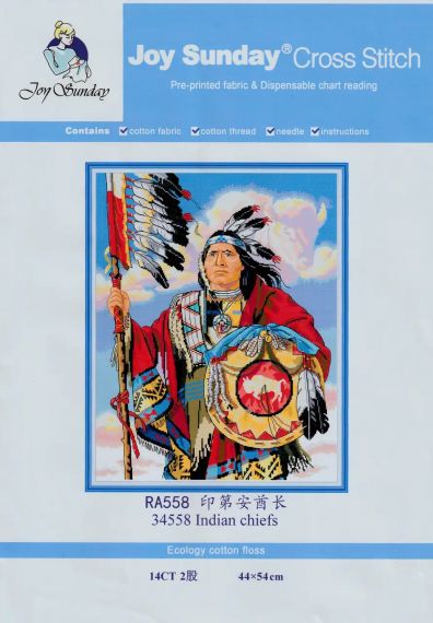 Набір для вишивання за нанесеною на канву схемою "Indian chiefs". AIDA 14CT printed 44*54 см | Зображення 1