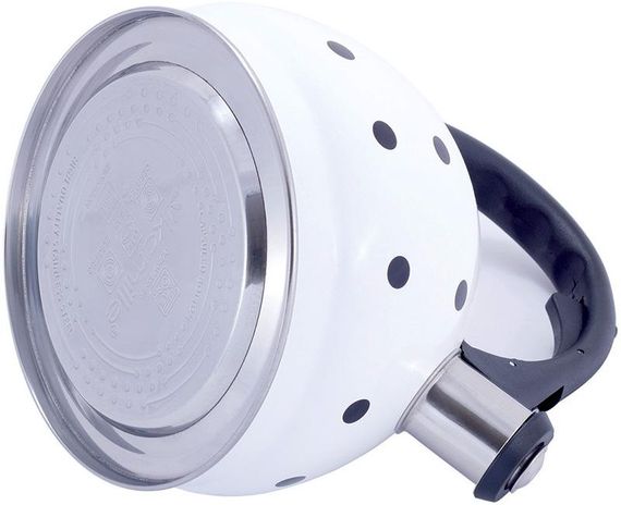 Чайник Kamille Polka Dot Kettle 2л з нержавіючої сталі зі свистком, в горошок, білий | Зображення 3