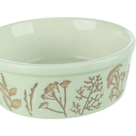 Миска Trixie керамічна з рослинним текстурним принтом для собак 0,3 л діаметр 12 см біло-коричнева | Зображення 1