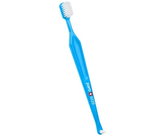 Зубна щітка середньої жорсткості paro® toothbrush M39 з монопучковою насадкою, блакитна