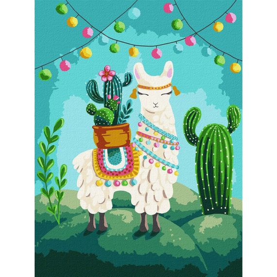 Набор картин по номерам 2 в 1 "Девушка-агент" 40х50 KHO2551 и "Веселая лама" 30х40 KHO5069 | Зображення 2