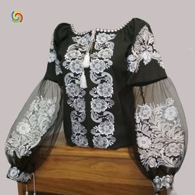 Рубашка Украинская вышиванка 025477 цвет чёрный размер L/XL