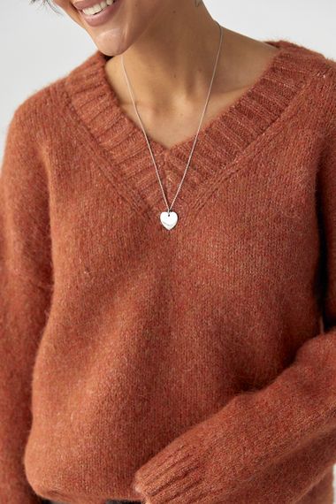 В'язаний пуловер у вільному фасоні - теракотовий цвет, ONE SIZE (є розміри) | Зображення 3