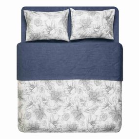 Набір постільної білизни 2,0сп Ardesto Gloria, 200х220см, 100% бавовна, сатин, півонії, синій (ART2022PD)