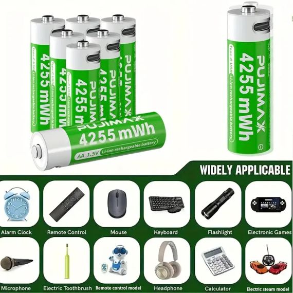 Батарея PUJIMAX AA 1.5V 4255mWh з можливістю зарядки - висока потужність, швидке заряджання, довгий термін служби | Зображення 5