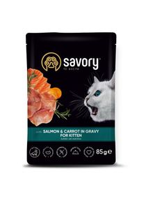 Корм Savory Cat Pouch for Kitten with Salmon and Carrot in Gravy вологий з лососем у соусі для кошенят 85 гр