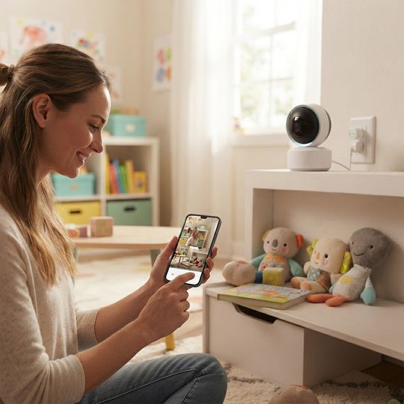 WIFI камера відеоспостереження 6MP, TY305, Біла/Вайфай відеоняня/Поворотна камера 360/IP Камера з керуванням телефоном | Зображення 1