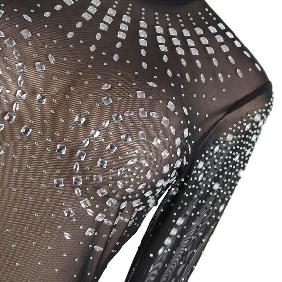 Платье-мини в камешках с горловиной Star Night черное, M/L sexstyle | Зображення 3