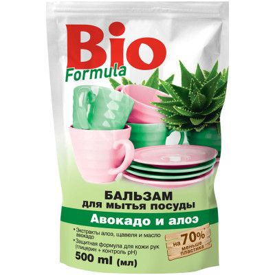 Средство для ручного мытья посуды Bio Formula Авокадо та Алое дой-пак 500 мл (4823015900020) - Топ Продаж!