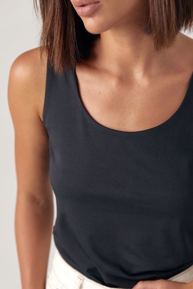 Эластичная женская майка - черный цвет, L (есть размеры) | Зображення 3