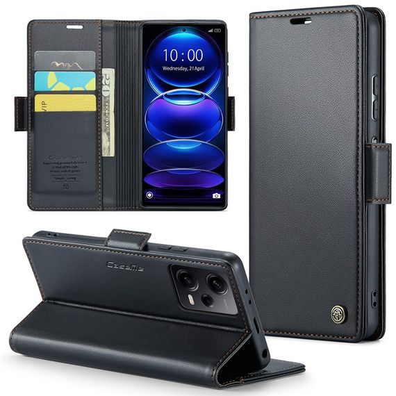 Кожаный чехол-книжка Retro Case для Xiaomi Redmi Note 12 Pro 5G / Poco X5 Pro цвет Черный