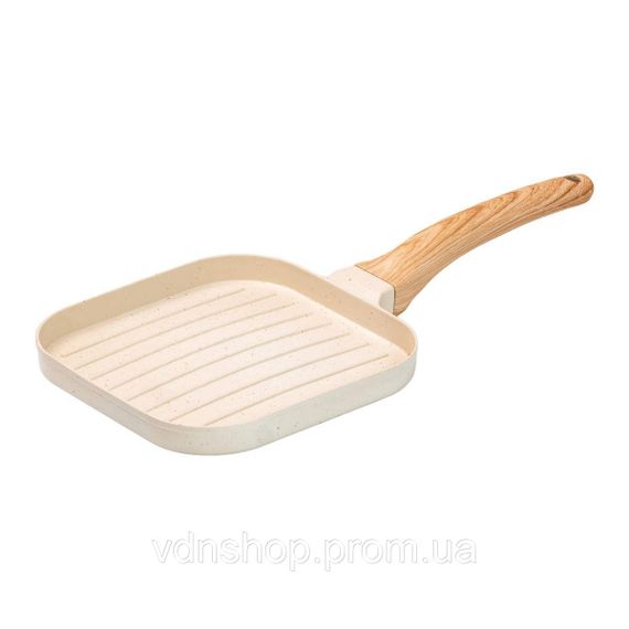 Сковорода гриль квадратная 18×18 см рифленая с гранитным покрытием бежевая HP39568W