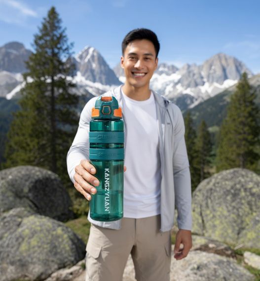 Спортивная бутылка для воды KANGZYUAN 700 мл Зеленая Тритановая (BPA Free), с клапаном и поилкой | Зображення 5
