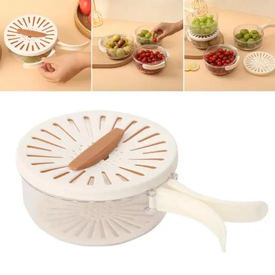 Двухслойная дренажная корзина / Миска для очистки фруктов с ситечком | Зображення 5