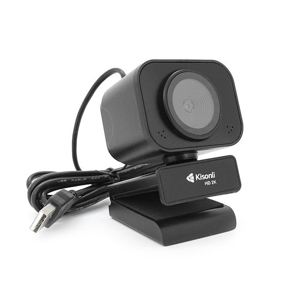 Вебкамера із мікрофоном Kisonli D4, 2K 30fps, пласт. корпус, Black, BOX