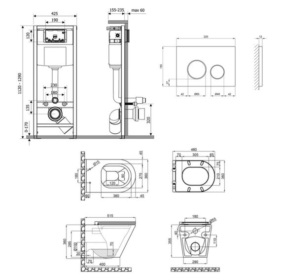 Набір Qtap Nest 4 в 1 підвісний унітаз Scorpio Ultra Quiet 520x365x365 + комплект інсталяції QT1433053EUQW45166 | Зображення 1