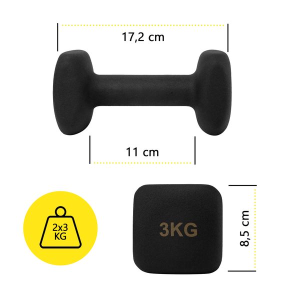 Гантелі вінілові Cornix Square 2 x 3 кг XR-0408 Black | Зображення 4