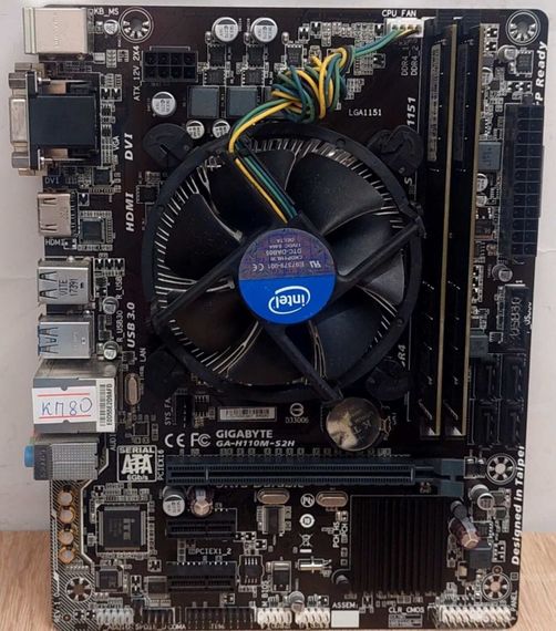 Комплект: Материнская плата Gigabyte GA-H110M-S2H / Intel Core i5-7400 (4 ядра по 3.0 - 3.5 GHz)/ 16 GB DDR4 / Intel HD Graphics 630 / LGA1151 / Кулер б/у | Зображення 1