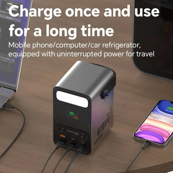 Мощный PowerBank 60000 mAh 65W PD для ноутбуков с DC выходом и фонарём | Зображення 2