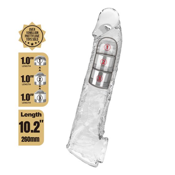 Подовжуюча насадка на член - Pretty Love Extension Penis Sleeve Clear, 26 см | Зображення 1