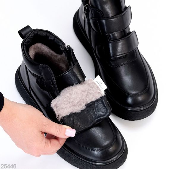 Круті спортивні зимові чорні черевики натуральна шкіра на липучках 40