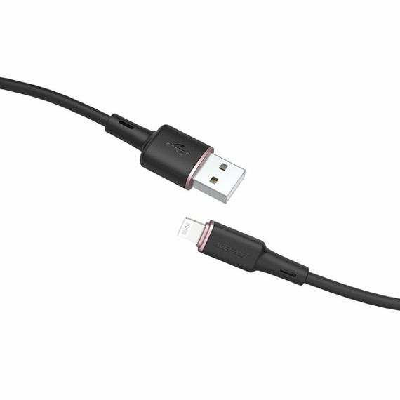 Кабель ACEFAST C2-02 USB to iP 2.4A, 1.2m, silicone, zinc connectors, Black | Зображення 1