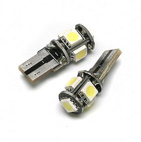 Светодиодная лампа AllLight T10 5 диодов 5050 W2,1x9,5d 12V WHITE CANBUS с резисTором