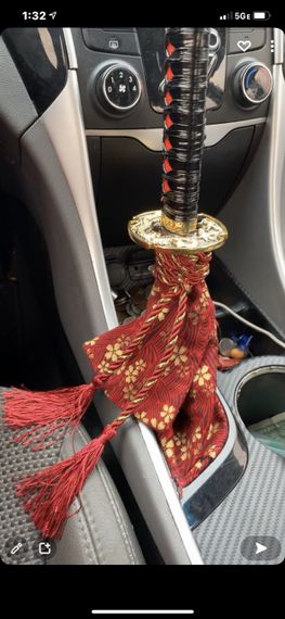 Ручка переключення КПП у стилі катани 20 см червона універсальна, насадка самурайський меч на ручку коробки передач | Зображення 7