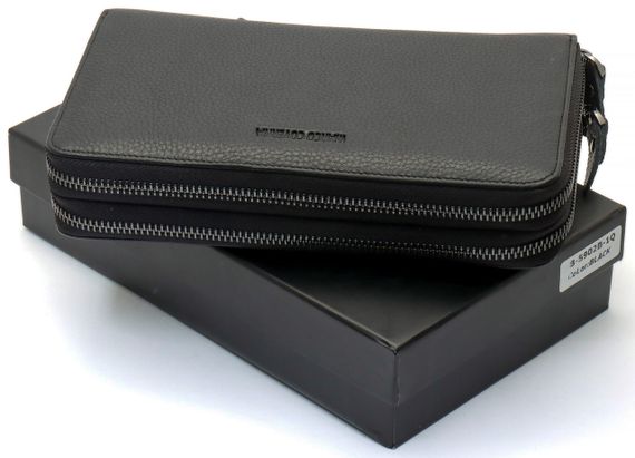 Черный кошелек-клатч на две молнии из натуральной кожи Marco Coverna B-5902B-1Q | Зображення 1