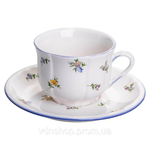 Столовий набір посуду тарілок і чашок 32 предмети на 6 персон Retro Floral порцеляновий, обідній столовий сервіз тарілок YY78-9A | Зображення 1