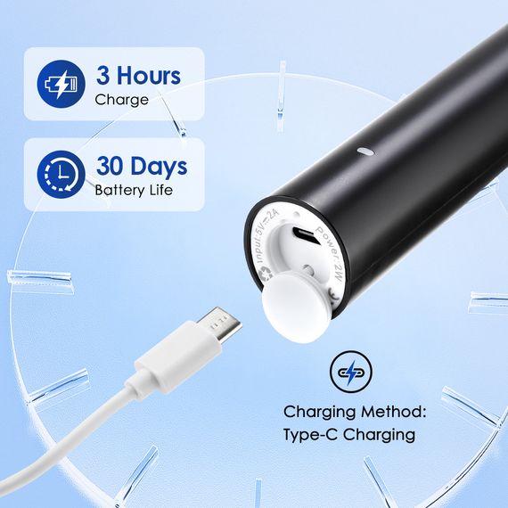 Електрична зубна щітка з 4 змінними насадками, USB-перезаряджання, таймер. Біла | Зображення 2