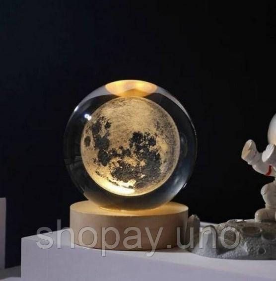 Декоративный 3D ночник Хрустальный Шар 8 см · Настольная лампа - светильник с 3D эффектом Галлактика | Зображення 4