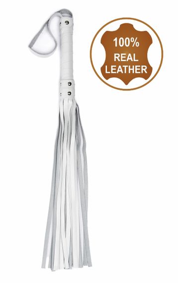 Флоггер из натуральной кожи Flirty Leather - White, BG-00034 sexstyle